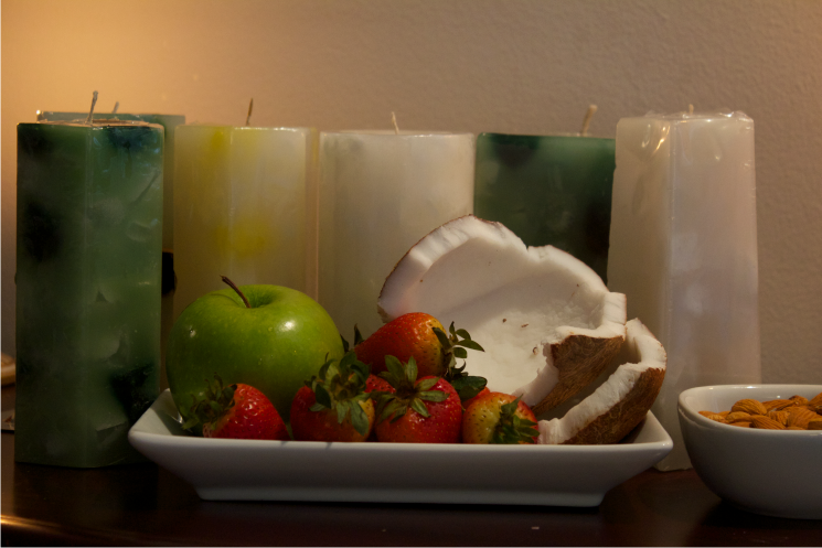 Velas con aroma a manzana y coco