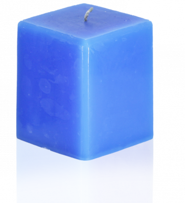Vela en cubo de color azul